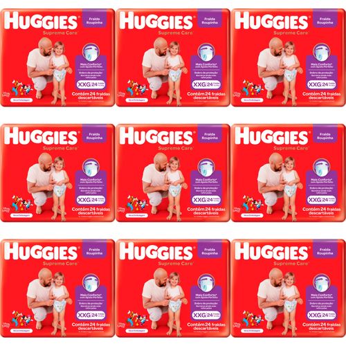 Kit 9 Fraldas Huggies Roupinha Supreme Care Xxg c/24 Unidades cada