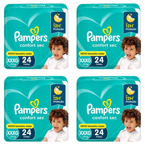 Kit 4 Fraldas Pampers Confort Sec Xxxg 24 Unidades cada