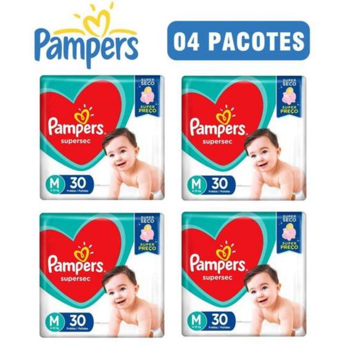 Kit 4 Fraldas Pampers Supersec M c/30 Unidades cada Kit 4 Fraldas Pampers Supersec M c/30 Unidades cada