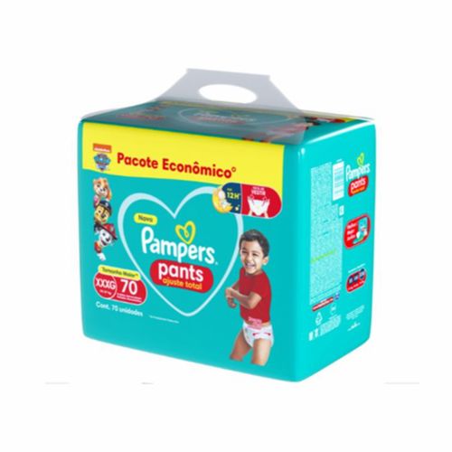 Kit 4 Fraldas Infantil Pants Pampers Ajuste Total Xxxg 18 A 27Kg 70 Unidades cada Pacote Econômico