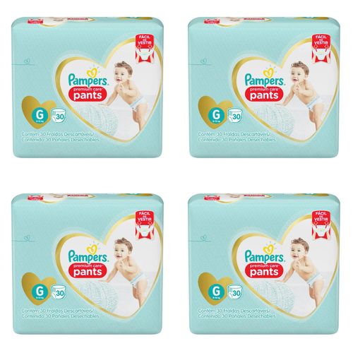 Kit 4 Fraldas Infantil Pampers Premium Care Pants Tamanho G com 30 Unidades cada Kit 4 Fraldas Infantil Pampers Premium Care Pants Tamanho G com 30 Unidades cada