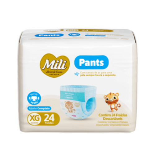 Kit 4 Fraldas Mili Lovecare Pants Jumbo (Xg) 24 Unidades cada Kit 4 Fraldas Mili Lovecare Pants Jumbo (Xg) 24 Unidades cada