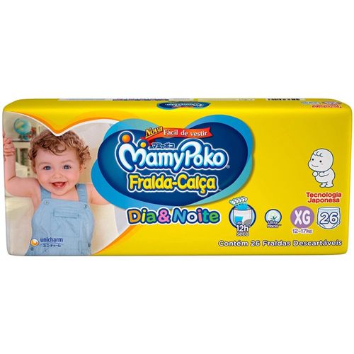 Kit 4 Fraldas Calça Mamypoko Dia E Noite XG Pacote Com 26 Unidades cada Kit 4 Fraldas Calça Mamypoko Dia E Noite XG Pacote Com 26 Unidades cada