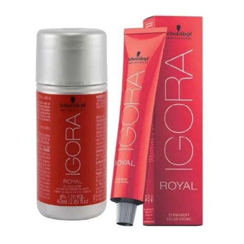 Kit Ox 6% 20V E Coloração Schwarzkopf Igora Royal 60ml Cor:7-4 Louro Bege Médio