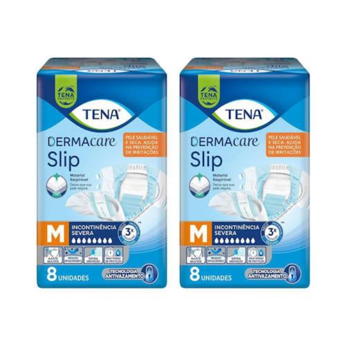 Kit 2 Fraldas Geriátrica M Tena Slip Dermacare 8 Unidades cada Kit 2 Fraldas Geriátrica M Tena Slip Dermacare 8 Unidades cada