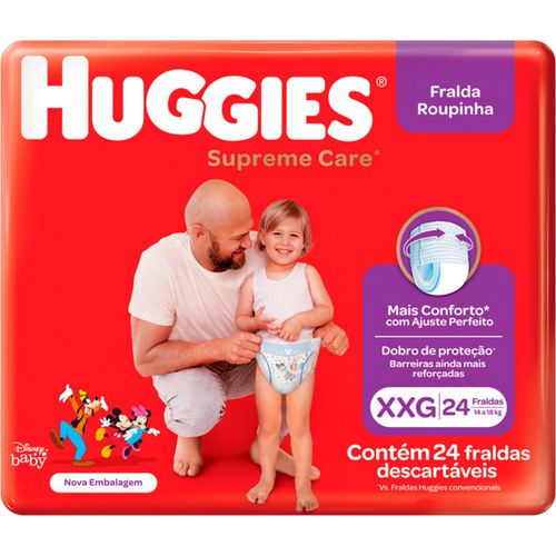 Kit 2 Fraldas Huggies Roupinha Supreme Care Mega Xxg 24 Unidades cada