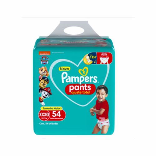 Kit 4 Fraldas Infantil Pants Pampers Ajuste Total Xxxg 18 A 27Kg Pacote 54 Unidades cada