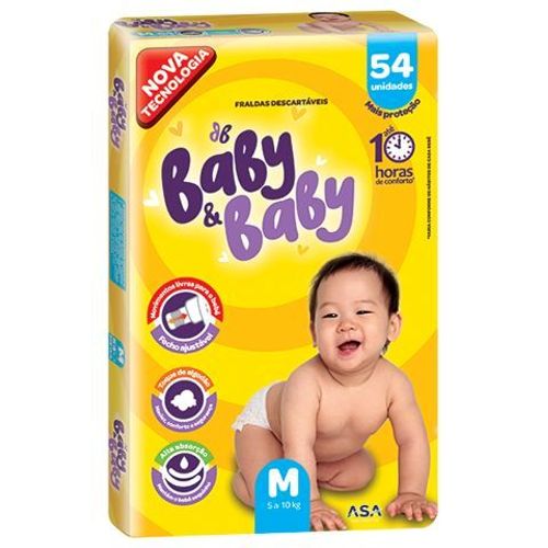 Kit 2 Fraldas Baby&Baby Mega (M) 54 Unidades cada