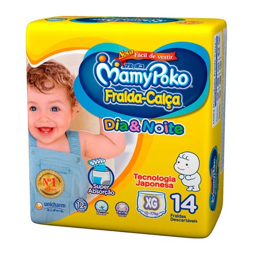 Kit 2 Fraldas Calça MamyPoko Dia e Noite Tamanho XG Pacote Regular com 14 Fraldas cada Kit 2 Fraldas Calça MamyPoko Dia e Noite Tamanho XG Pacote Regular com 14 Fraldas cada