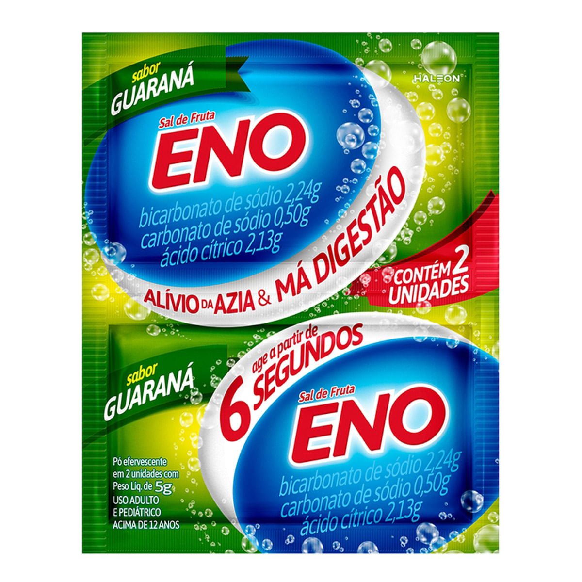 Antiácido Sal de Fruta Eno Guaraná 2 Envelopes de 5g