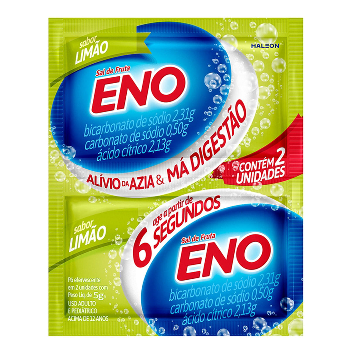 Antiácido Sal de Fruta Eno Limão 2 Envelopes de 5g