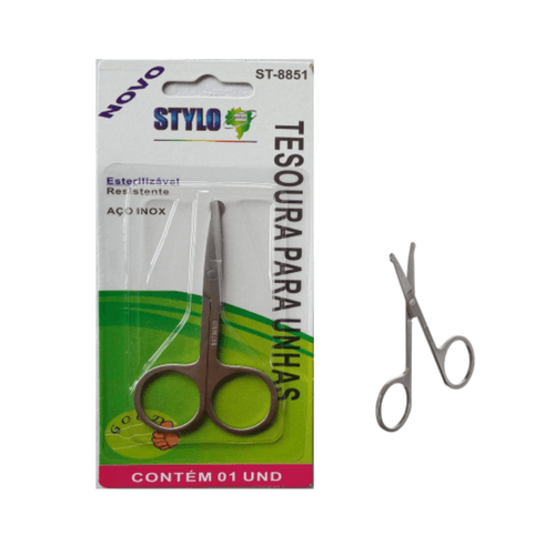 Tesoura Stylo Unha St-8851 Ponta Redonda