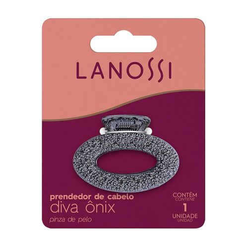 Prendedor de Cabelo Modelo Diva Ônix, Cor Preto, Linha Lanossi