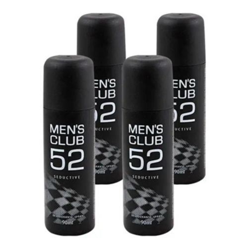 Kit c/4 Unidades de Desodorante Spray Mens Club 52 90ml Seductive