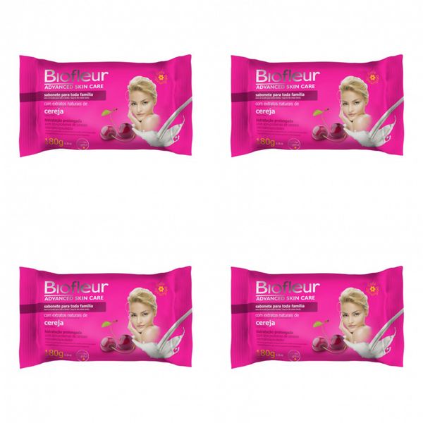 Kit c/4 Sabonetes Biofleur Cereja 180g cada