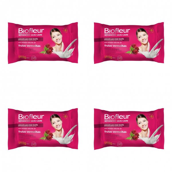 Kit c/4 Sabonetes Biofleur 180g Frutas Vermelhas 180g