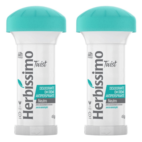 Kit c/2 Unidades de Desodorante Creme Twist Herbissimo 45g Neutro Kit c/2 Unidades de Desodorante Creme Twist Herbissimo 45g Neutro