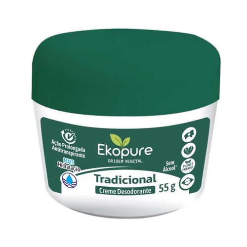 Kit c/2 Unidades de Desodorante Creme Ekopure 55g Tradicional Kit c/2 Unidades de Desodorante Creme Ekopure 55g Tradicional