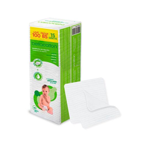 Kit c/2 Unidades de Algodao Quadrado Bella Cotton Baby c/ 100 Unidades Kit c/2 Unidades de Algodao Quadrado Bella Cotton Baby c/ 100 Unidades