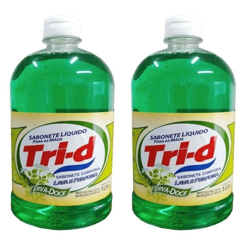 Kit c/2 Sabonetes Liquido Tri-D 1L Para Mãos Erva Doce Kit c/2 Sabonetes Liquido Tri-D 1L Para Mãos Erva Doce