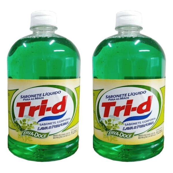 Kit c/2 Sabonetes Liquido Tri-D 1L Para Mãos Erva Doce