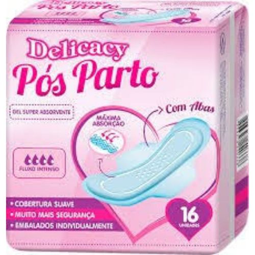 Kit c/2 Absorvente Delicacy Pos - Parto C/16Un Kit c/2 Absorvente Delicacy Pos - Parto C/16Un
