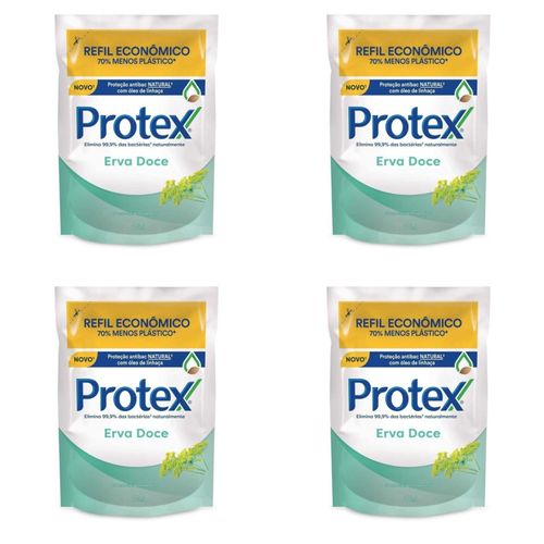 Kit c/4 Sabonetes Líquido Protex Refil 200ml Erva Doce