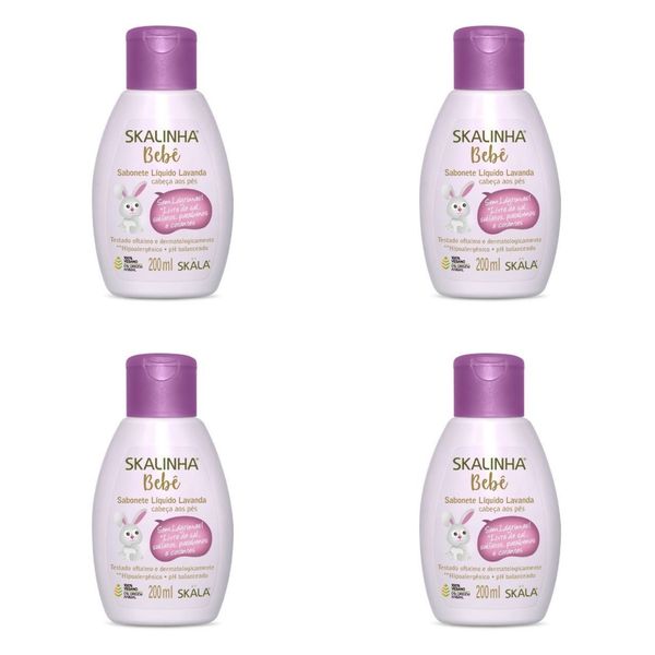 Kit c/4 Sabonetes Liquido Infantil Skalinha Bebê 200ml