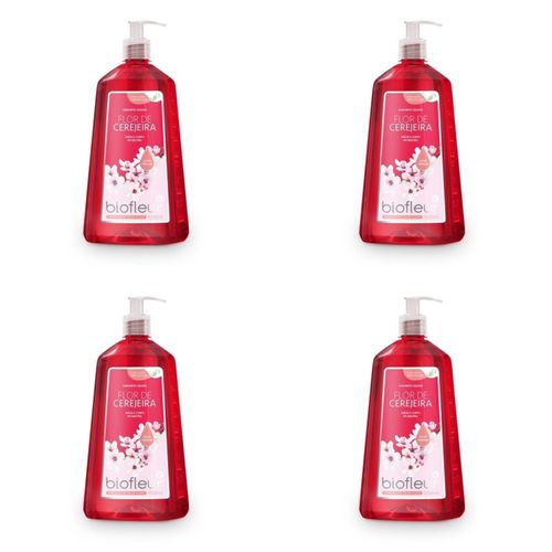 Kit c/4 Sabonetes Líquido Biofleur 1L Hid. Flor De Cereja Kit c/4 Sabonetes Líquido Biofleur 1L Hid. Flor De Cereja