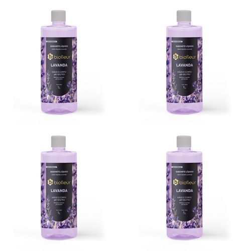 Kit c/4 Sabonetes Líquido Biofleur Lavanda 1L cada