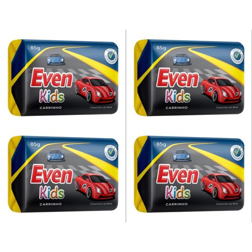 Kit c/4 Sabonetes Infantil Even Kids 85g Carrinho