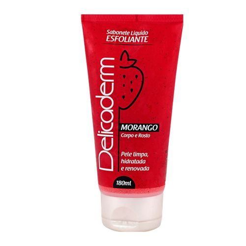 Kit c/4 Sabonete Líquido Delicaderm Esfoliante Morango 180ml Kit c/4 Sabonete Líquido Delicaderm Esfoliante Morango 180ml