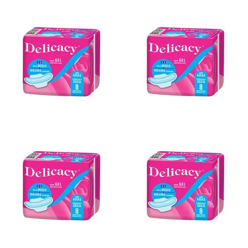 Kit c/4 Absorventes Delicacy C/ Abas Seca Gel c/8 Unidades cada Kit c/4 Absorventes Delicacy C/ Abas Seca Gel c/8 Unidades cada