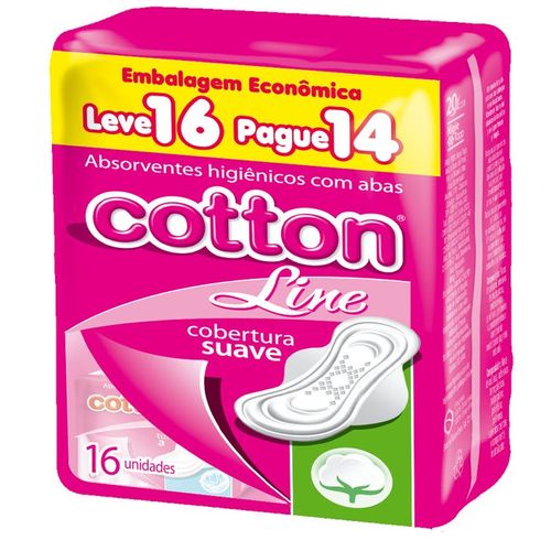 Kit c/4 Absorvente Cotton C/Abas Suave 16 unidades Kit c/4 Absorvente Cotton C/Abas Suave 16 unidades