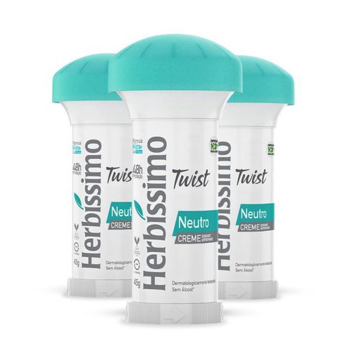 Kit c/3 Unidades de Desodorante Creme Twist Herbissimo 45g Neutro