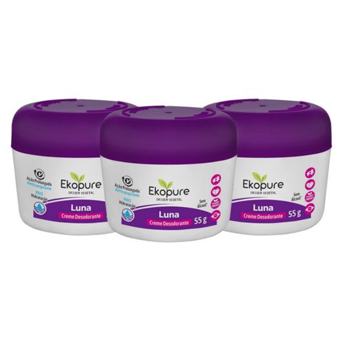 Kit c/3 Unidades de Desodorante Creme Ekopure 55g Luna