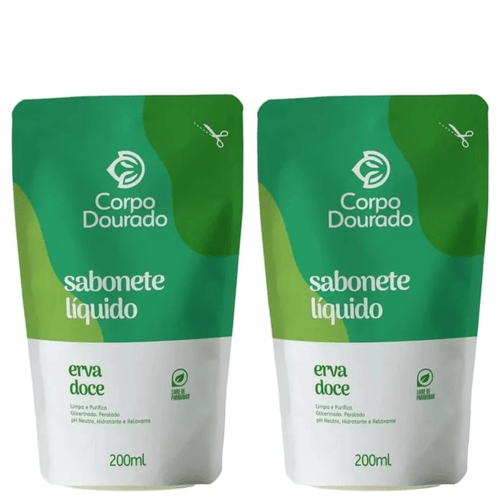 Kit c/2 Sabonetes Líquido Corpo Dourado Pouch 200ml Erva Doce Kit c/2 Sabonetes Líquido Corpo Dourado Pouch 200ml Erva Doce