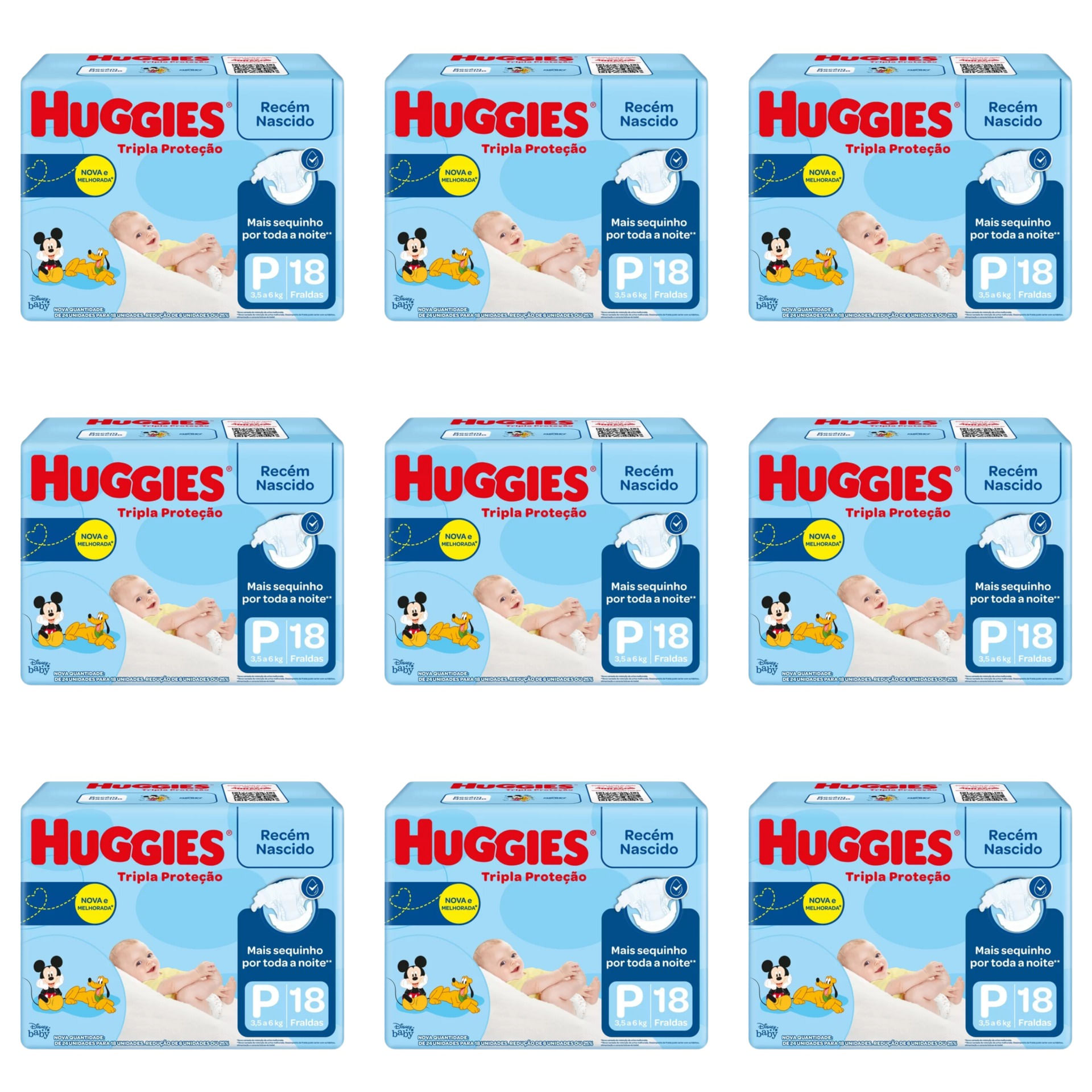 Kit 9 Fraldas Huggies Tripla Proteção Jumbinho P c/18 Unidades cada