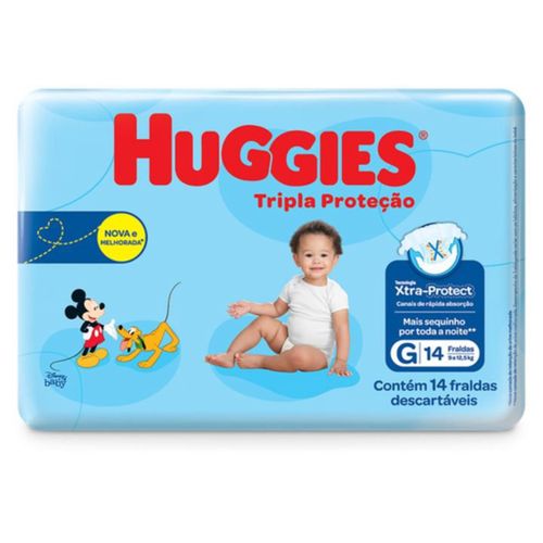 Kit 4 Fraldas Huggies Tripla Proteção Jumbinho (G) 14 Unidades cada