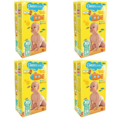 Kit 4 Fraldas Clean Baby Jumbo Xg c/28 Unidades cada Kit 4 Fraldas Clean Baby Jumbo Xg c/28 Unidades cada