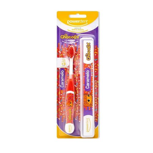 Escova Dental Infantil Powerdent Chocolix 1Unidade Com Estojo Escova Dental Infantil Powerdent Chocolix 1Unidade Com Estojo