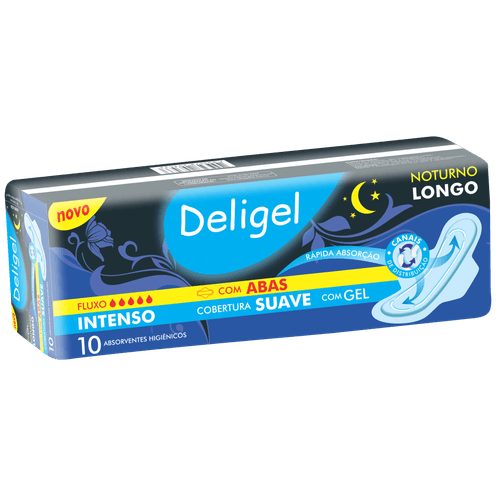 Absorvente Deligel Noturno Suave C/Abas C/10Un