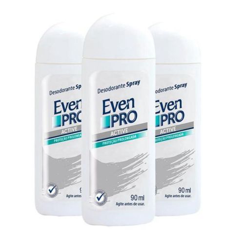 Kit c/ 3 Unidades de Desodorante Spray Even Pro 90ml Active