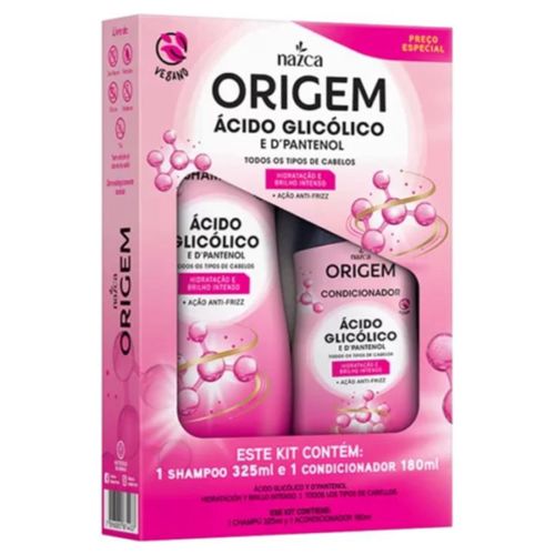 Shampoo + Condicionador Origem 325+180ml Acido Glicolico E D´Pantenol Shampoo + Condicionador Origem 325+180ml Acido Glicolico E D´Pantenol