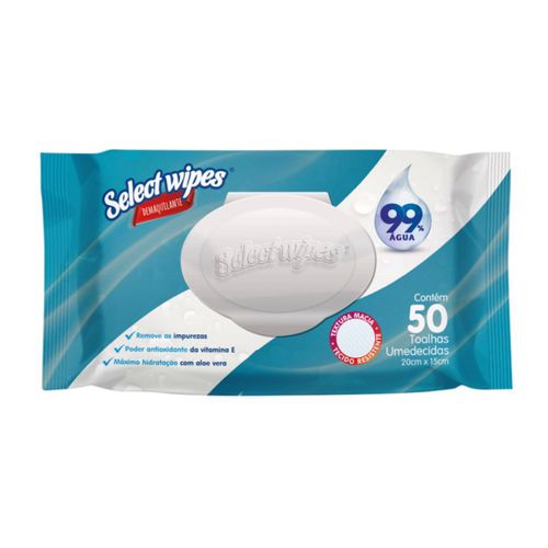 Lenço Umedecido Select Wipes Demaquiliante 50 Unidades