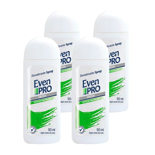 Kit c/ 4 Unidades de Desodorante Spray Even Pro 90ml Fresh