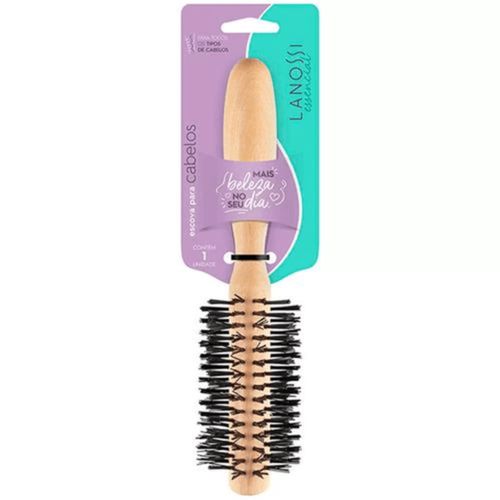 Escova de Cabelo Lanossi Madeira Nylon Reta Escova de Cabelo Lanossi Madeira Nylon Reta