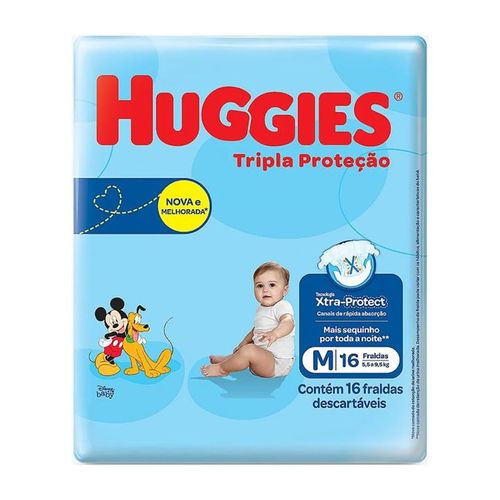 Fralda Huggies Tripla Proteção Jumbinho (M) 16 Unidades