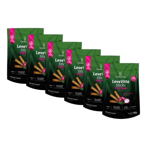 Kit 6X: Biscoito Leve Vitta Protein Cebola e Orégano Leve Croc 90g