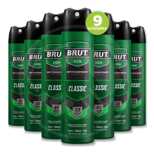 Kit c/9 Unidades de Desodorante Aerosol Brut 150ml Men Classic Kit c/9 Unidades de Desodorante Aerosol Brut 150ml Men Classic